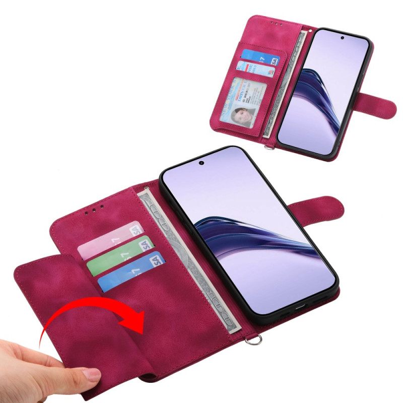 Kotelot Realme 14 Pro Plus 5g Pitsimokkanahkaefekti Hihnalla Ja Olkahihnalla Suojakuori