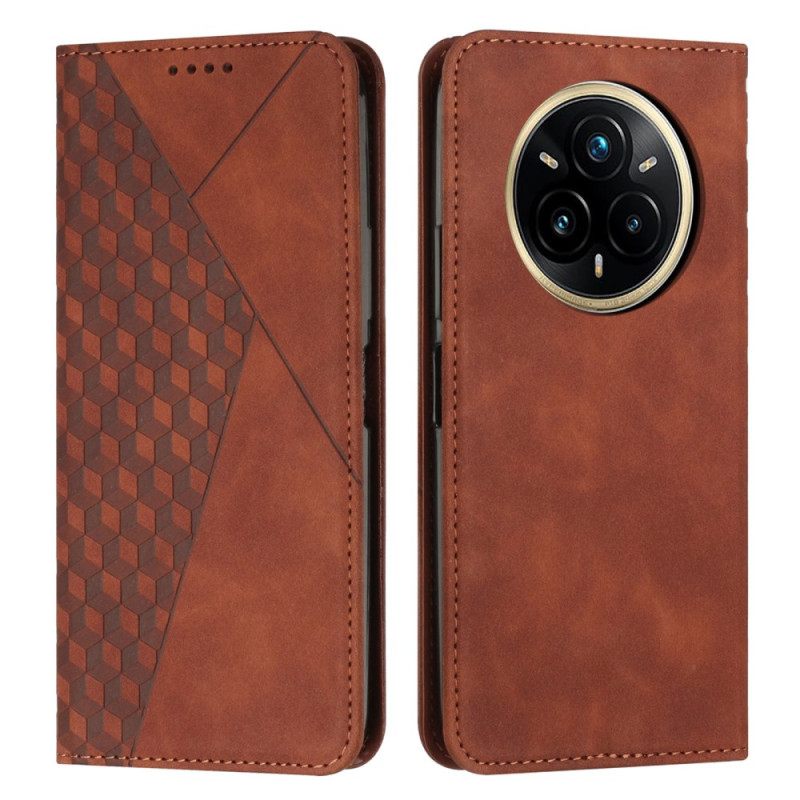 Nahkakotelo Realme 14 Pro Plus 5g Mokkanahkaefekti-timantit