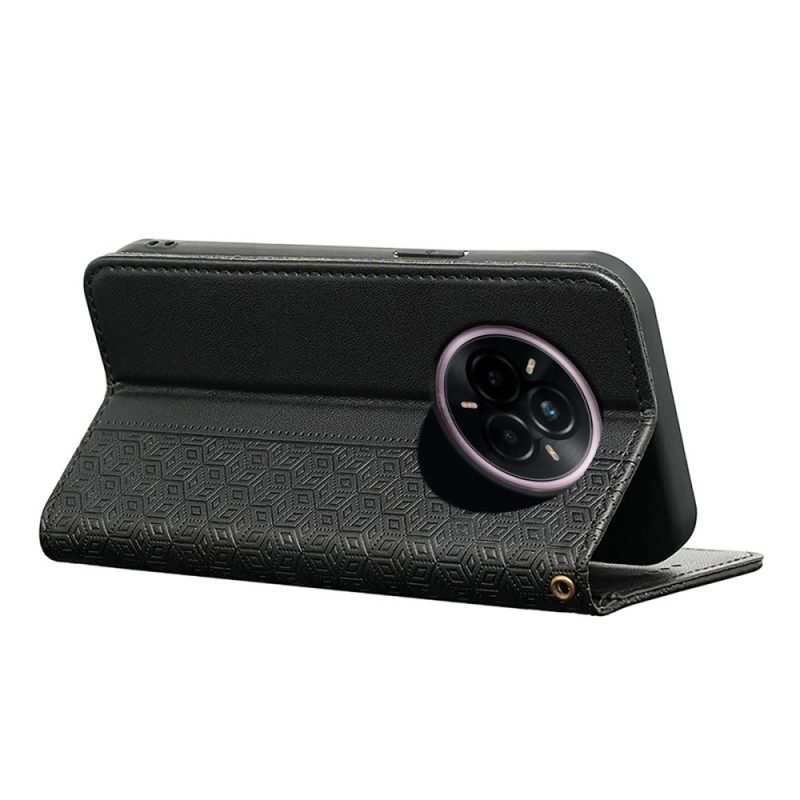 Nahkakotelo Realme 14 Pro Plus 5g Puhelinkuoret Ruutukuvioinen Hihna