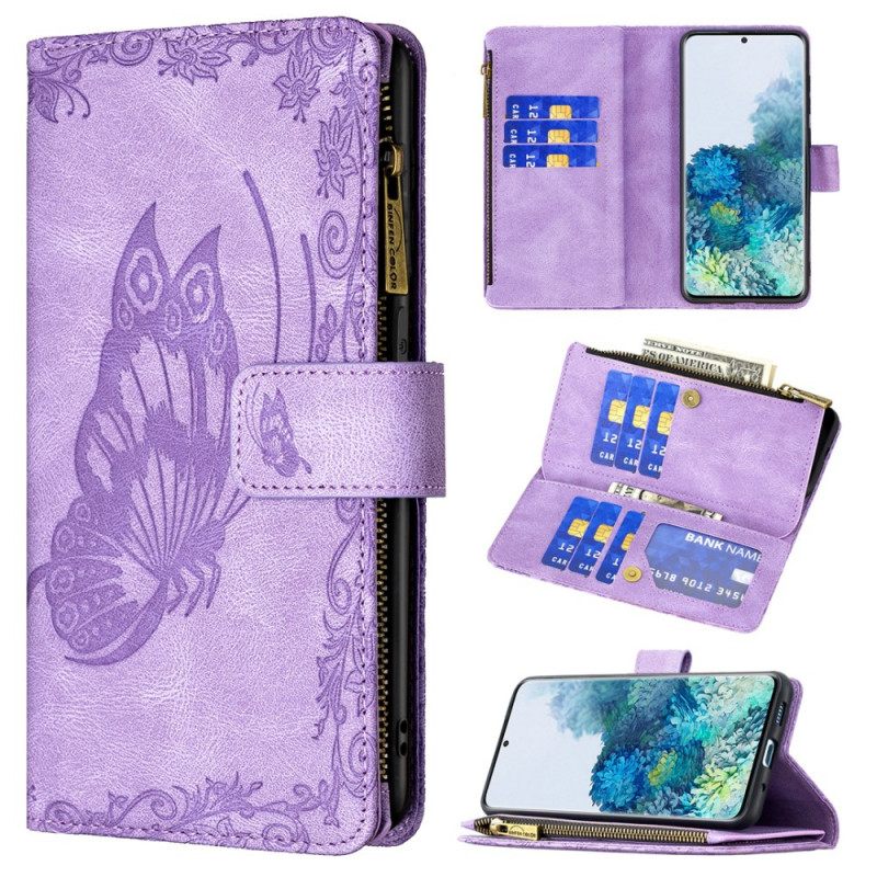 Nahkakotelo Samsung Galaxy S20 Plus 4G / 5G Butterfly Vetoketjullinen Tasku