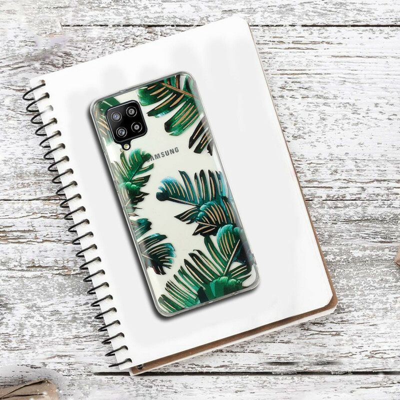 Case Samsung Galaxy A12 / M12 Läpinäkyvät Vihreät Lehdet