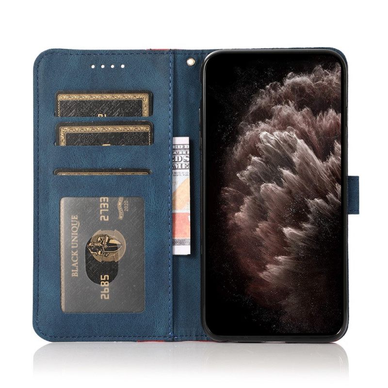 Kotelot Samsung Galaxy A12 / M12 Keinonahkainen Kaksivärinen Kolmio