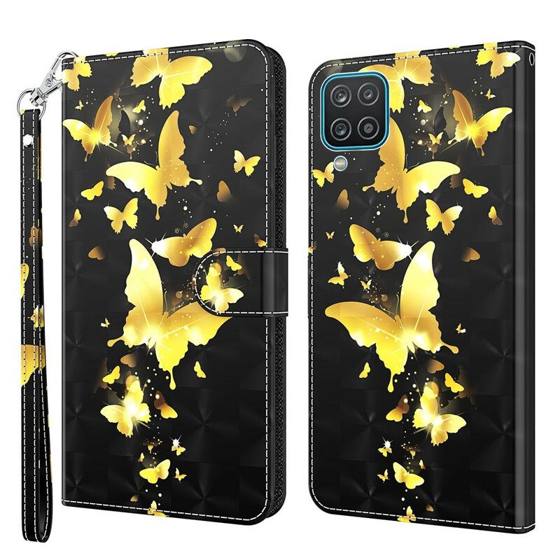 Kotelot Samsung Galaxy A12 / M12 Keltaiset Perhoset