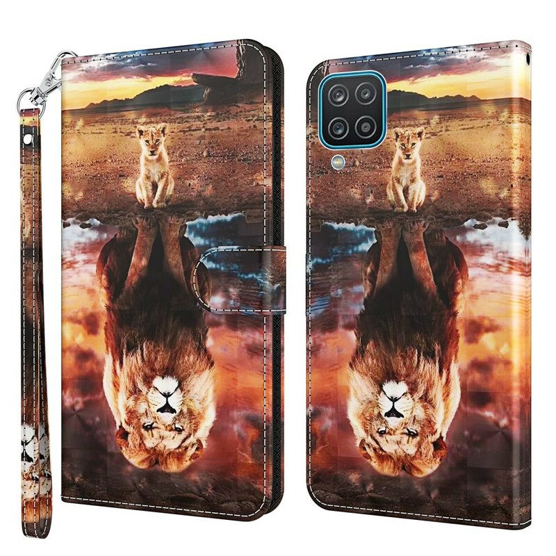 Kotelot Samsung Galaxy A12 / M12 Light Spot Lion Kaulanauhalla