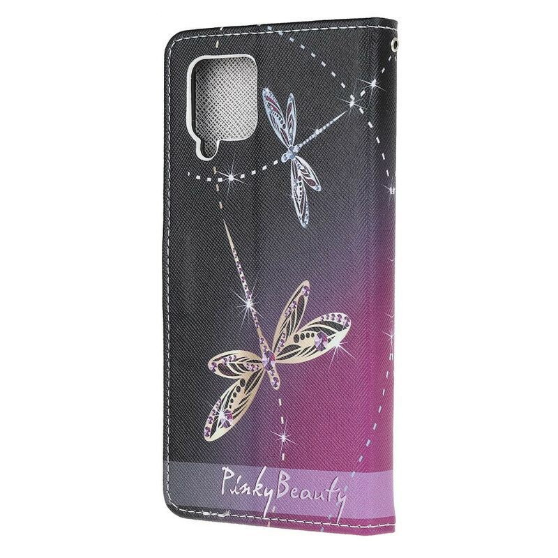 Kotelot Samsung Galaxy A12 / M12 Suojaketju Kuori Strappy Dragonflies