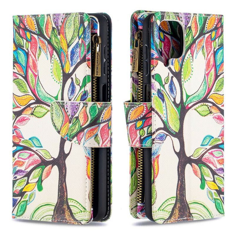 Kotelot Samsung Galaxy A12 / M12 Vetoketjullinen Puutasku