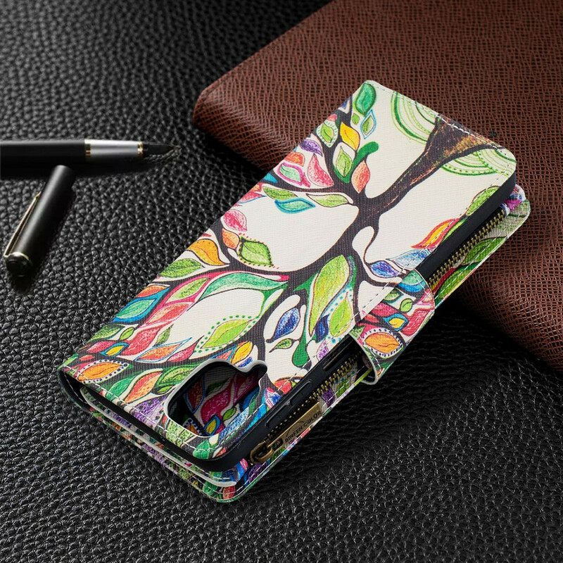 Kotelot Samsung Galaxy A12 / M12 Vetoketjullinen Puutasku