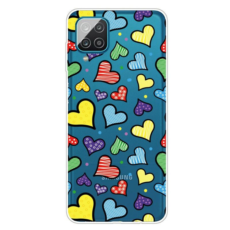 Kuori Samsung Galaxy A12 / M12 Moniväriset Sydämet