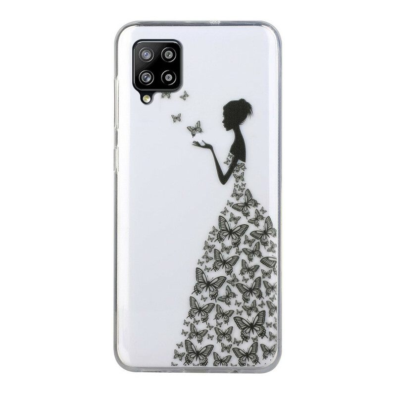 Kuori Samsung Galaxy A12 / M12 Transparent Butterflies Mekko