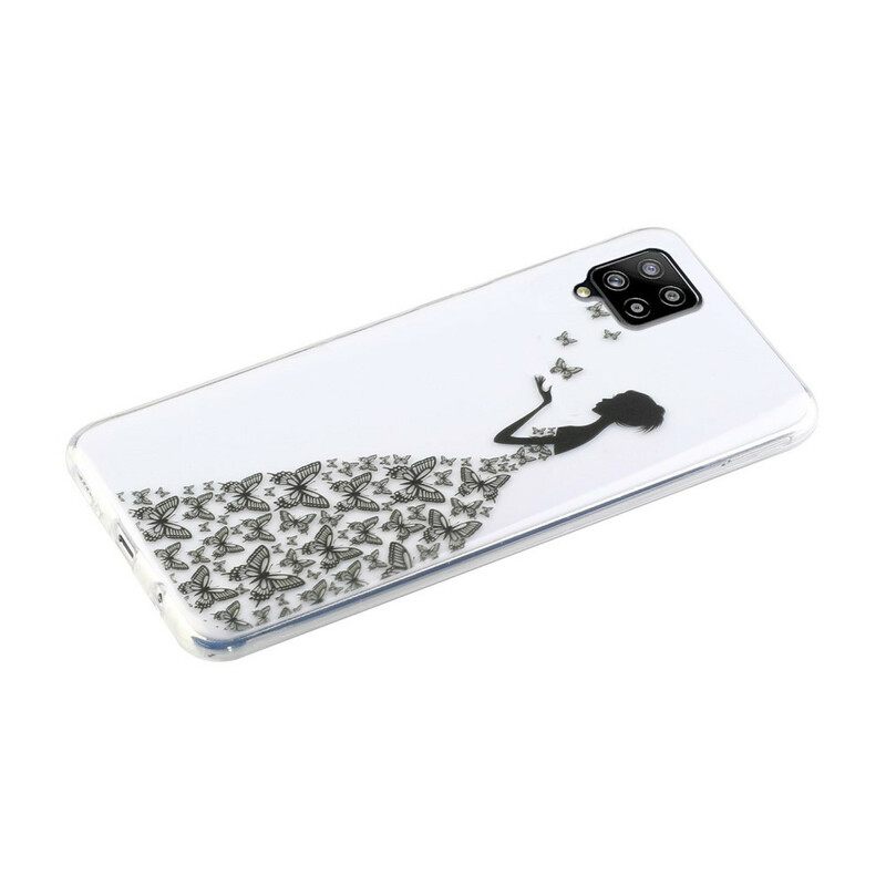 Kuori Samsung Galaxy A12 / M12 Transparent Butterflies Mekko