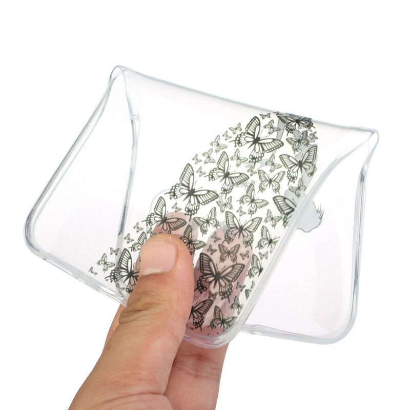 Kuori Samsung Galaxy A12 / M12 Transparent Butterflies Mekko