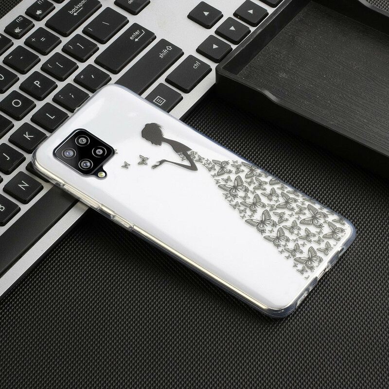 Kuori Samsung Galaxy A12 / M12 Transparent Butterflies Mekko