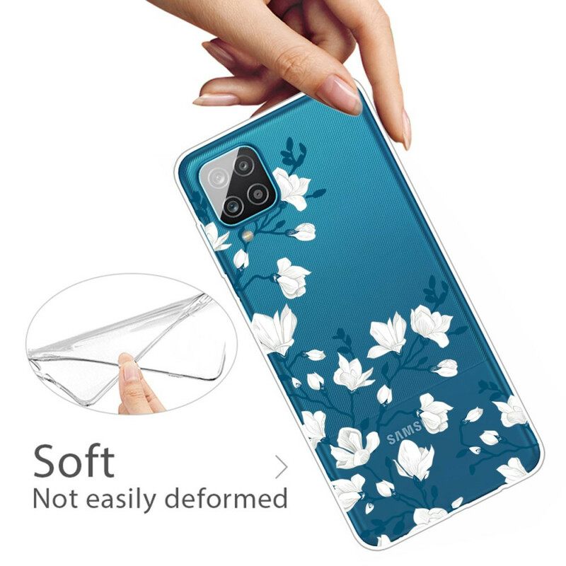 Kuori Samsung Galaxy A12 / M12 Valkoiset Kukat