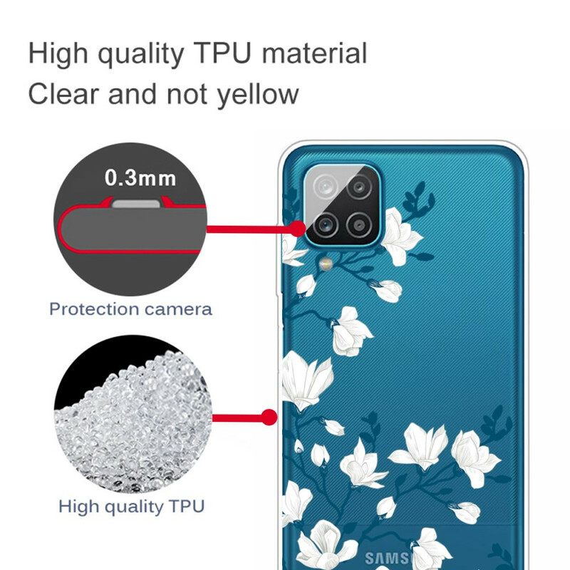 Kuori Samsung Galaxy A12 / M12 Valkoiset Kukat