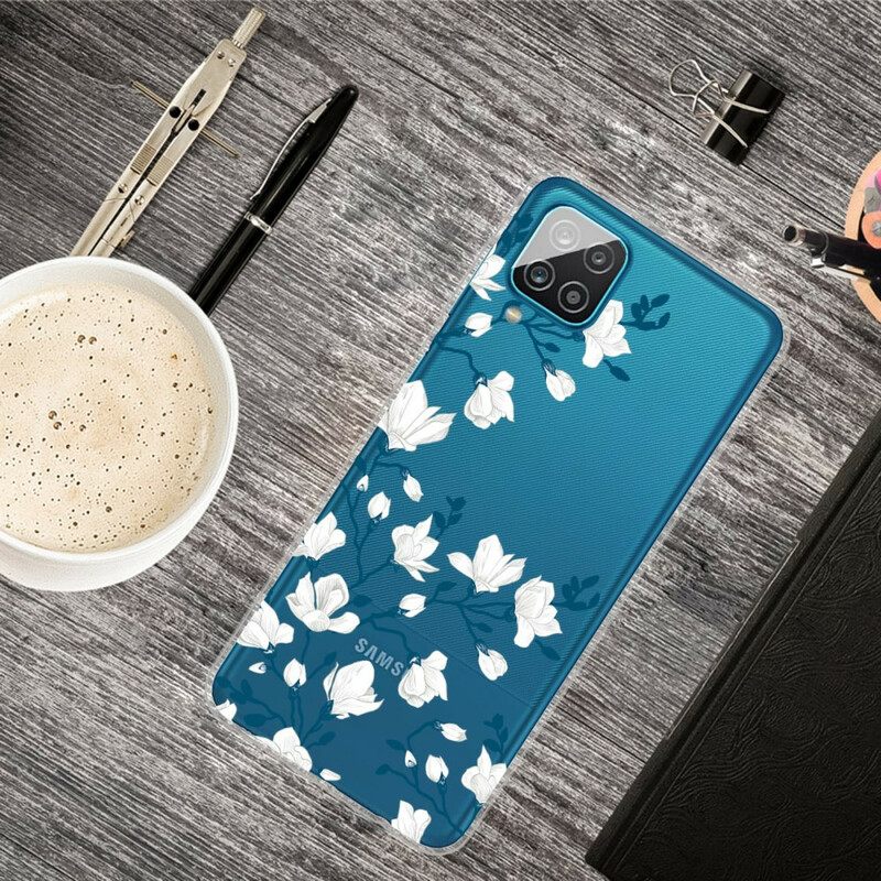 Kuori Samsung Galaxy A12 / M12 Valkoiset Kukat