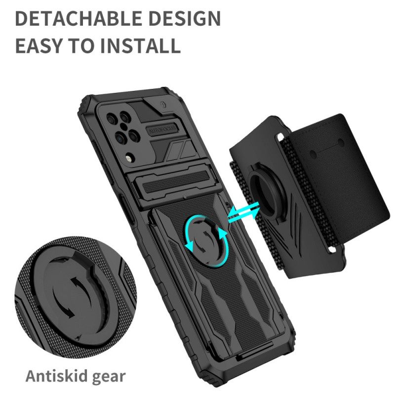 Kuori Samsung Galaxy A12 / M12 Vetoketjullinen Korttipidike Ja Teline