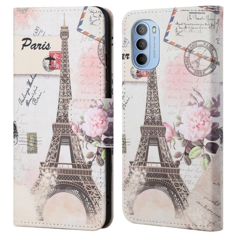 Flip Case Moto G31 / Moto G41 Retro Eiffel-torni