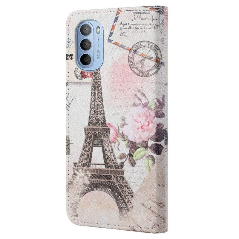 Flip Case Moto G31 / Moto G41 Retro Eiffel-torni