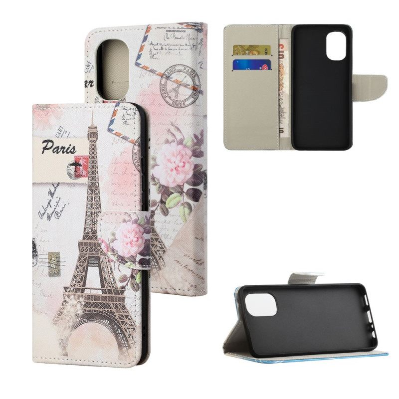 Flip Case Moto G31 / Moto G41 Retro Eiffel-torni