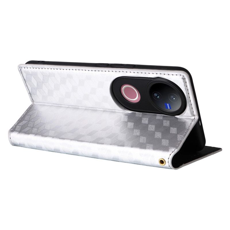 Nahkakotelo Vivo V50 5g Painettu Timanttikuvio Suojakuori