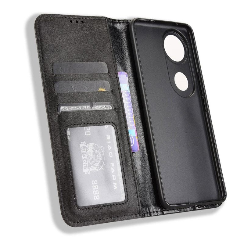 Nahkakotelo Vivo V50 5g Vintage-friisi