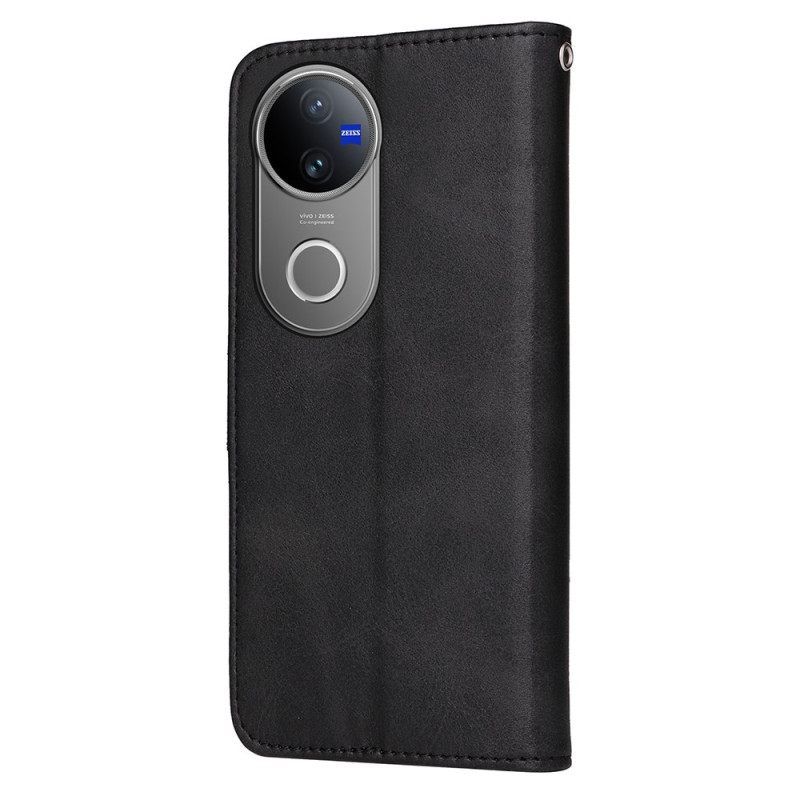 Nahkakotelo Vivo V50 5g Yksinkertaista Nahkakuviota