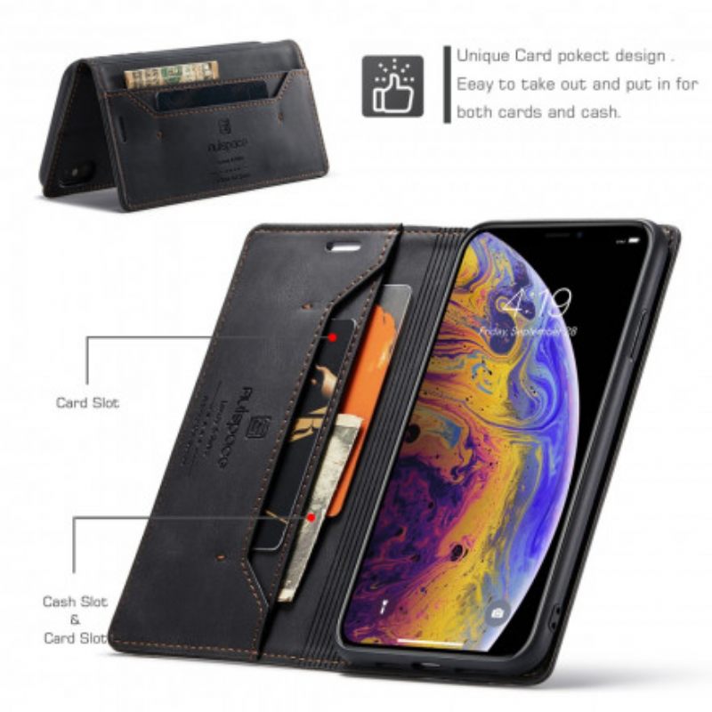 Puhelinkuoret iPhone XS Max Kotelot Flip Leather Effect Rfid-tekniikka