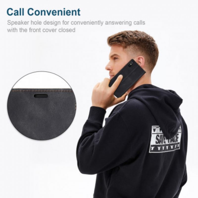Puhelinkuoret iPhone XS Max Kotelot Flip Leather Effect Rfid-tekniikka