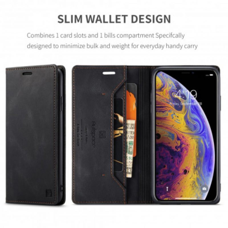 Puhelinkuoret iPhone XS Max Kotelot Flip Leather Effect Rfid-tekniikka