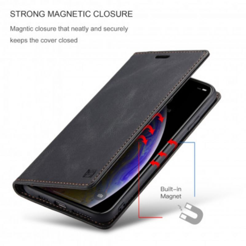 Puhelinkuoret iPhone XS Max Kotelot Flip Leather Effect Rfid-tekniikka