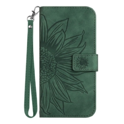 Lederhüllen Realme C75 Handyhülle Fingerabdruck-riemen Mit Sonnenblumenmuster