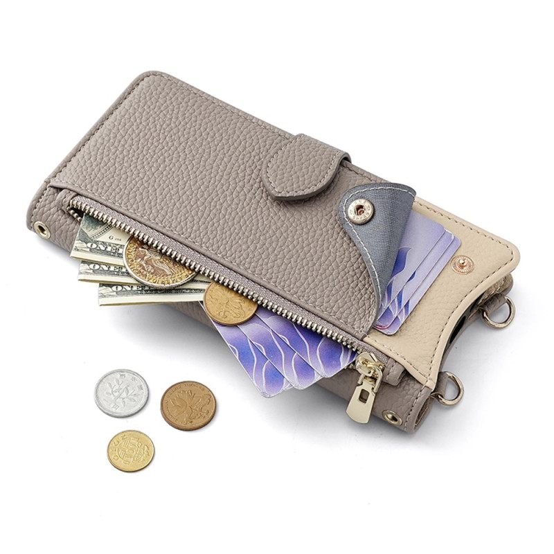 Nahkakotelo Realme C75 Kaksivärinen Lompakko Ketjulla