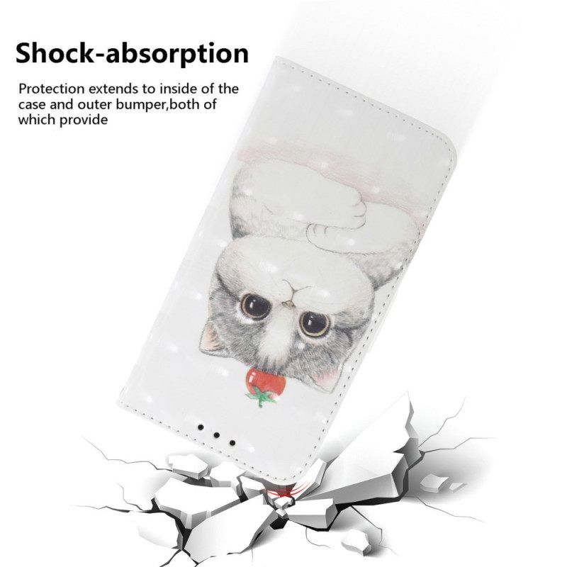 Nahkakotelo Realme C75 Kissa Ja Mansikka -hihna