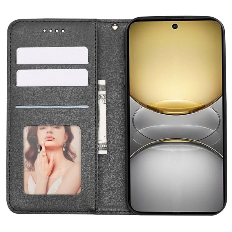 Nahkakotelo Realme C75 Puhelinkuoret Laatta- Ja Hihnafriisi