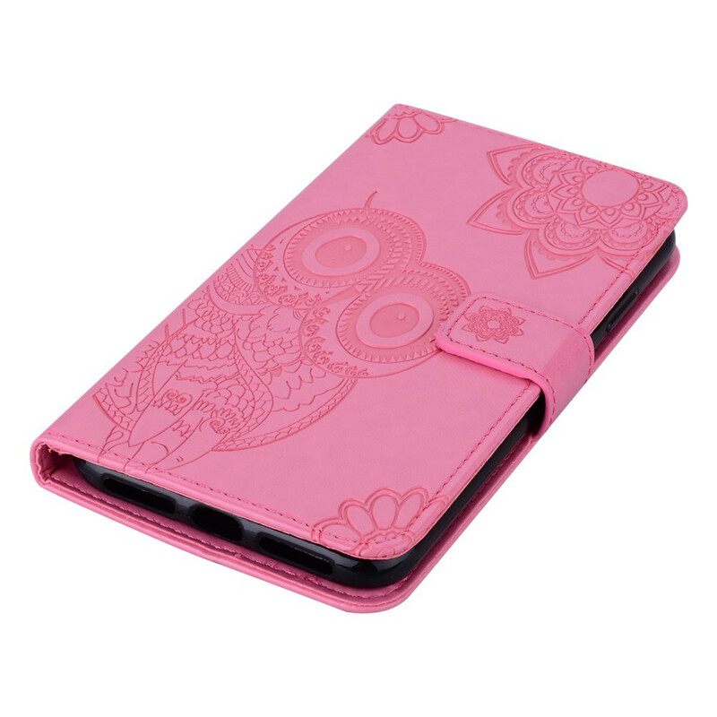 Kotelot Samsung Galaxy A42 5G Owl Mandala Ja Lanyard