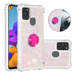 Case Samsung Galaxy A21s Paljetteja Rengastuella