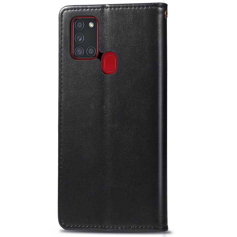 Kotelot Samsung Galaxy A21s Keinonahka Ja Vintage-lukko