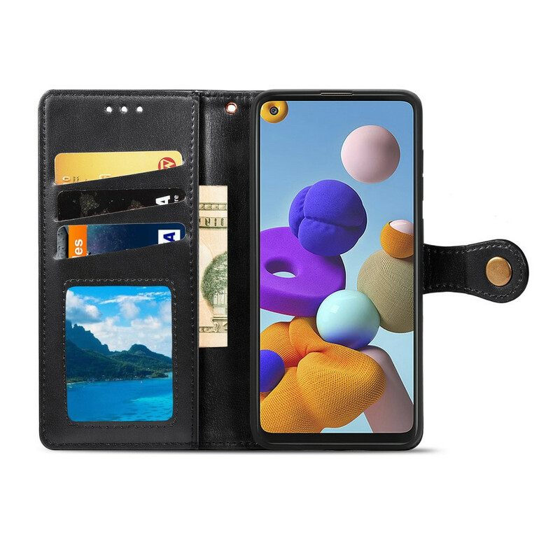 Kotelot Samsung Galaxy A21s Keinonahka Ja Vintage-lukko