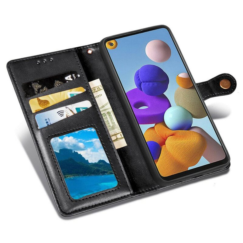 Kotelot Samsung Galaxy A21s Keinonahka Ja Vintage-lukko