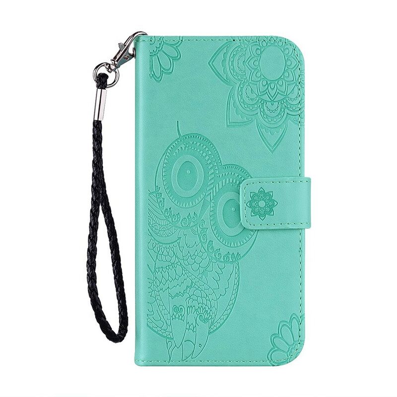 Kotelot Samsung Galaxy A21s Owl Mandala Ja Lanyard
