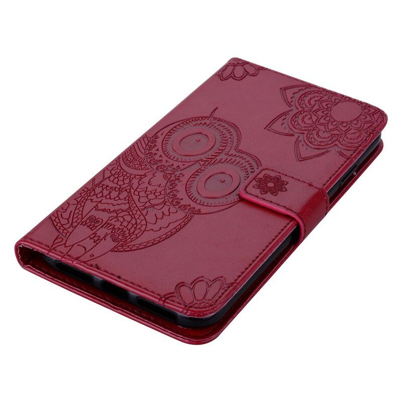 Kotelot Samsung Galaxy A21s Owl Mandala Ja Lanyard
