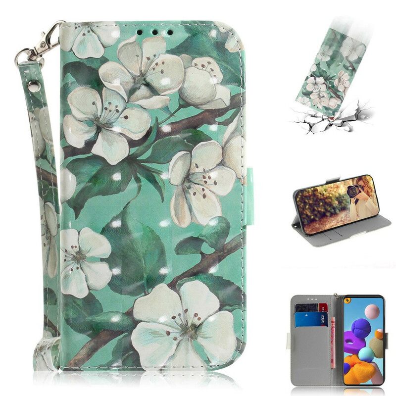 Kotelot Samsung Galaxy A21s Suojaketju Kuori Strap Kukkiva Puu