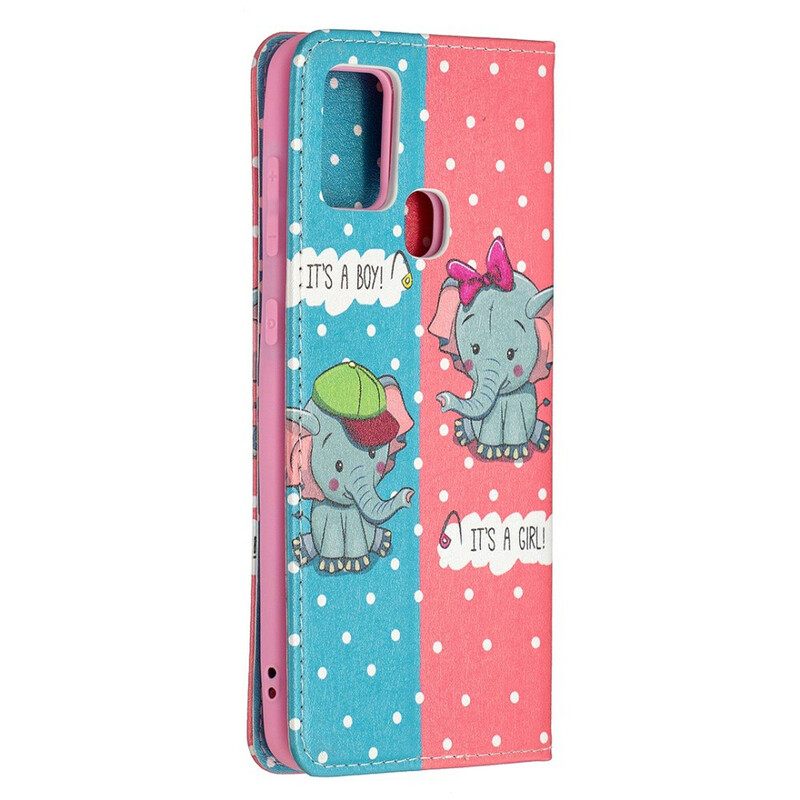 Puhelinkuoret Samsung Galaxy A21s Kotelot Flip Baby Elephants