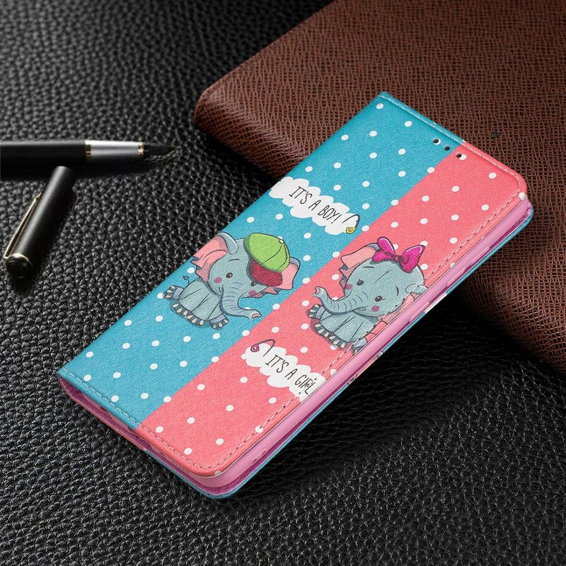 Puhelinkuoret Samsung Galaxy A21s Kotelot Flip Baby Elephants