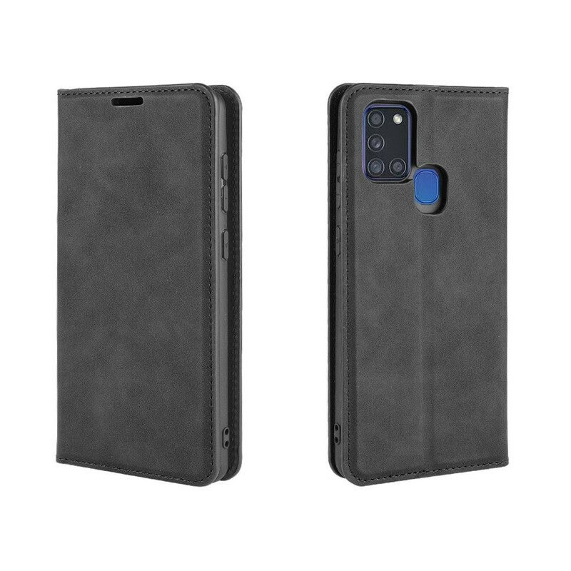 Puhelinkuoret Samsung Galaxy A21s Kotelot Flip Pehmeä Nahkaefekti