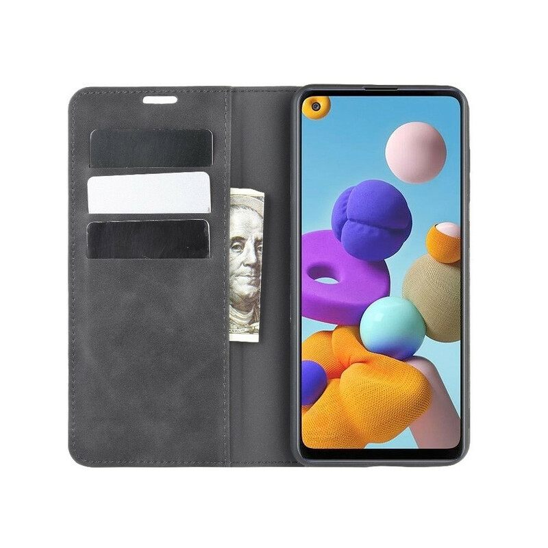 Puhelinkuoret Samsung Galaxy A21s Kotelot Flip Pehmeä Nahkaefekti