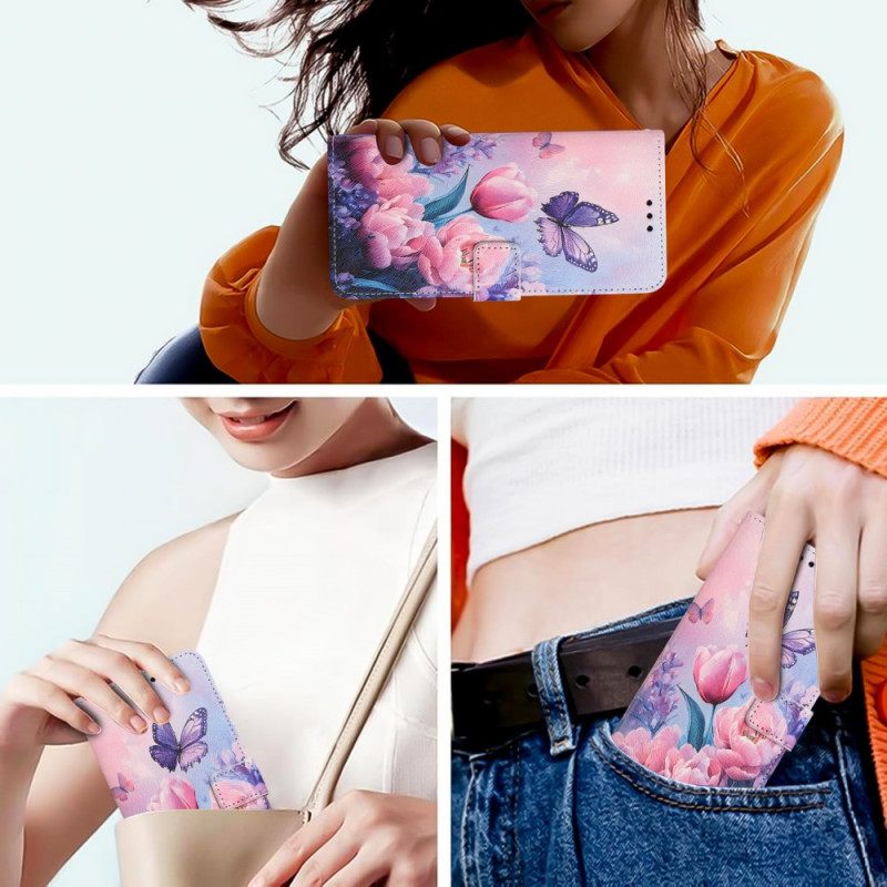 Kotelot Samsung Galaxy S26 Perhonen Ja Vaaleanpunaiset Kukat