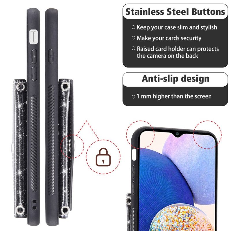 Kuori Samsung Galaxy S26 Kimaltava Korttiteline Ja Olkahihna