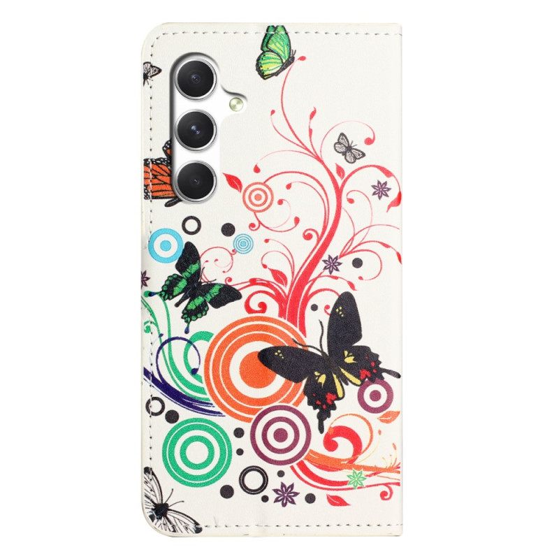 Nahkakotelo Samsung Galaxy S26 Valkoiset Perhoset