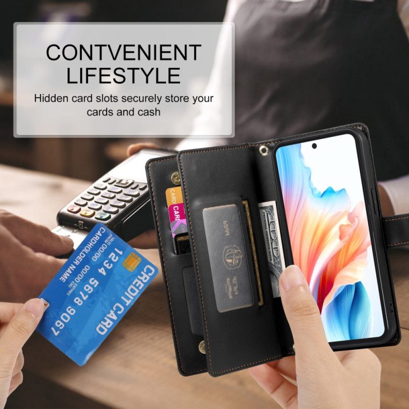 Nahkakotelo Samsung Galaxy S26 Vetoketjullinen Tasku Ja Olkahihnat